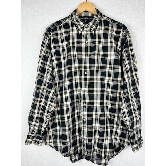 Ralph Lauren Blake Large Black & Beige Plaid Long Sleeve Button Up Shirt - Picture 2 of 6